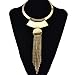 Fashion Gold Silver Necklace Choker Bib Collar Long Box Chain Tassel Pendant Geometric Necklaces (Gold)