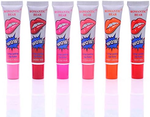 Stockton 6 Pcs Womens Magic Color Mask Tint Easy Peel Off Long Lasting Makeup Tatto Lip Gloss Lipstick Waterproof Tear Pull Lipstick