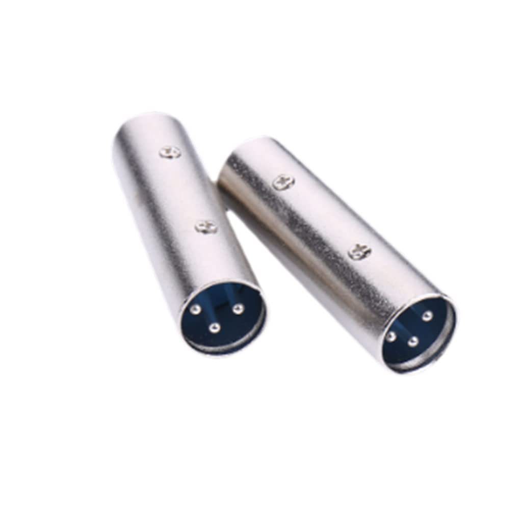 Alnicov 2PCS 3 pin XLR Male to Male Adapter XLR Extend Connector Gender Changer for Audio Microphone