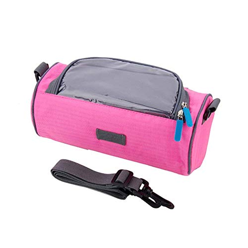 AROYEL Bicycle Handlebar Bag, Front Top Frame Tube Touchscreen Cell Phone Carry Bagï¼Œ Waterproof Pannier Bag with Removable Shoulder Strap for Road Bikes, Mountain Bikes & Motorcycles (Pink)