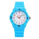 Kids 50M Waterproof Watch,PU Band Wrist Watch for Boys Girls, Light blue