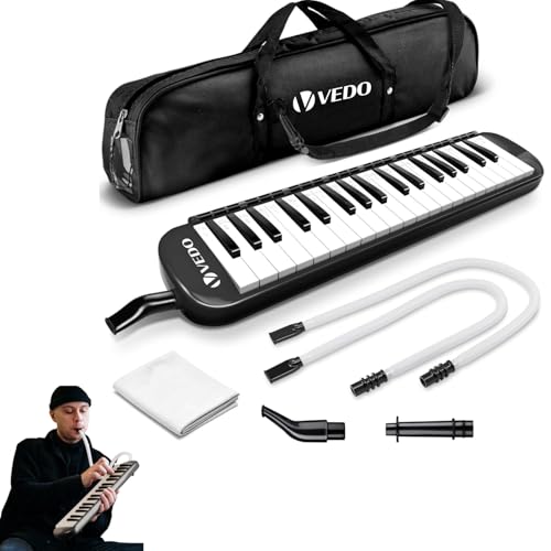 VEDO Escaleta 37 Teclas Infantil, com Bocal Duplo e Bolsa, Teclado De Piano de Ar, Instrumento Musical, Instrumentos Musicais de Brinquedo, Adequado Para Crianças e Adultos, Presente Perfeito, Preto