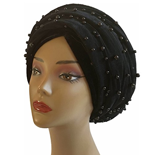 Fully beaded velvet turban