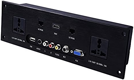 Wall socket Safe Power Port Strip HDMI VGA USB Network RJ45 Video audio information outlets panel embedded multimedia receptacle home hotel rooms KTV desktop consent XS RRRR TY-W03 (Black)