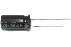 Set of 6 Nichicon 105°C Electrolytic Capacitor 1000uF 25V (1000 mfd 25V) 20% Radial, 3/8" X 13/16" (10X20mm)
