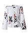 Hibluco Women's Fashion Off Shoulder Tops Sexy Floral Print Crop Tops (Small, White