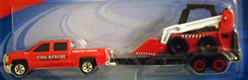 Maisto Adventure Wheels Trucks & Trailers : FIRE RESCUE Red Ford PICKUP with LOADER TRACTOR & Trailer