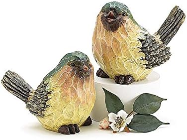 Set of 2 Sculpted Bark-Like Blue Bird Figurines