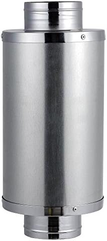 Hydroponics 4" Inline Fan Blower Silencer Duct Muffler Noise Reducer Light Weight Durable Galvanized Sheet for Grow Tent System