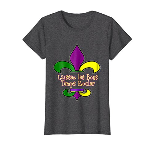 Womens Laissez Lez Bons Temps Rouler Mardi Gras T-Shirt XL Dark Heather