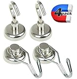 Heavy Duty Strong Magnetic Hooks Large 1.26'' Neodymium Magnet Hook N52 for Hanging (4 Pack) Best for Office, Cruise Cabins Kitchen Refrigerator Classrooms Lockers BBQ Grill Tools Garage by TANGRA
