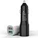 Car Charger 2 USB Port with Quick Charger 2.0 Technology USB Smart Intelligent Adapter for Apple iphone 6 6s LG L90 Samsung Android Devices (Black)