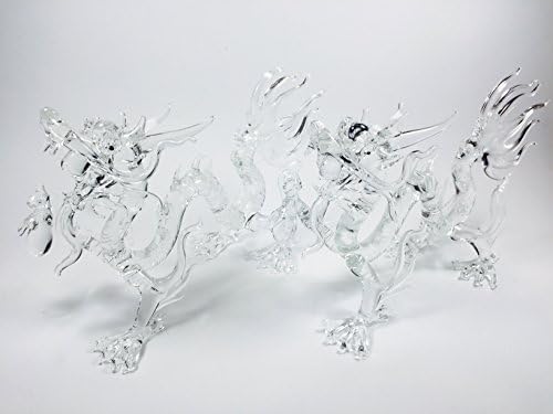 1 Set of Handmade Dragon Art Glass Blown Animal Carry a Gold Bag
