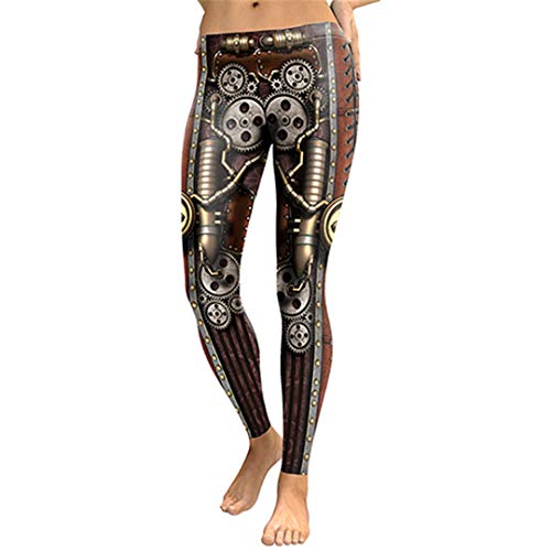 M-ONEZOU Retro Vintage Steampunk Series Gears War Cosplay 3D Digital Print Leggins Women Leggings Black S