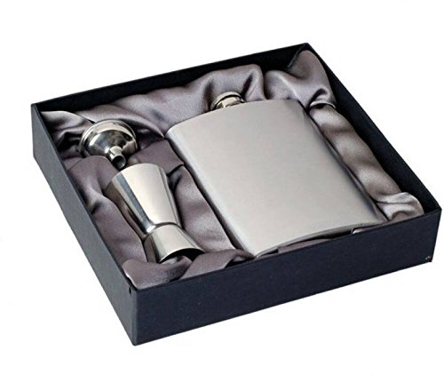 Meenamart Stainless Steel Silver Bar Set (2 Shorts Glass with 1 Funnel and Hip Flask Set