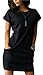 UGET Women's Summer Dresses Short Sleeve Casual Shirt Mini Dress with Pockets