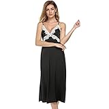 Celltronic Women's Long Chemise Slip Lace Camisole Satin Nightgown Bridal Sleepwear