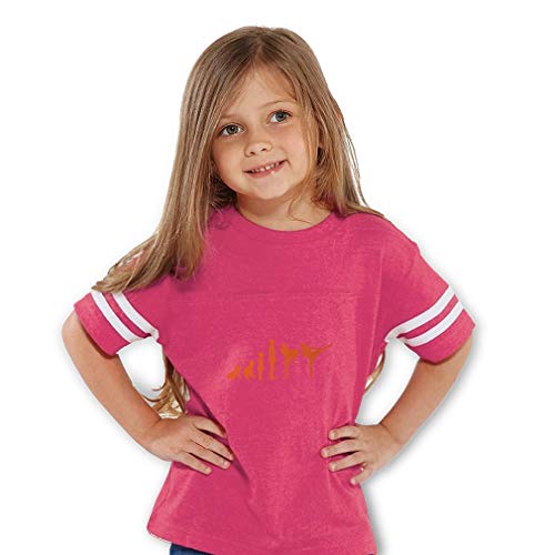 Kicking Contrasting Stripes Crewneck Toddler Boys-Girls Cotton/Polyester Football T-Shirt Sports Jersey - Hot Pink, 3T