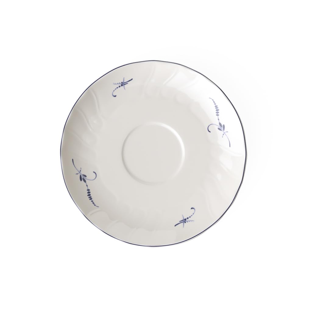 Villeroy & Boch Old Luxembourg Saucer, 16 cm, Premium Porcelain, White/Blue