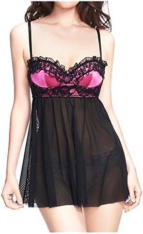 Fedo Design Women Lingerie Halter Babydoll Dress Lace Sleepwear Mini Nightwear