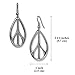 Oval Hippie Peace Sign Dangle Earrings Silver Finish Pewter