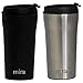MIRA 2 Pack 12 oz Stainless Steel Insulated Travel Mug for Coffee & Tea - Vacuum Insulated Car Tumbler Cup with Spill Proof Twist On Flip Lid - Thermos Keeps Drinks Hot or Cold - Black & Gray Satin