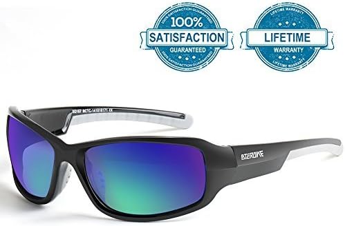 BTERONE Polarized Sports Sunglasses for Men Women Ultralight Golf Tennis Baseball Cycling Running Driving Fishing Glasses, UV400 Protection TR90 Frame, Black/Mixed Blue&Green