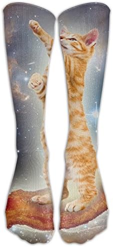Unisex Cotton Cat In Space On Bacon Compression Sports Socks