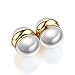 Molike Fashion Magnetic Circle Stud Pearl Earrings Non Piercings Clip 10mm for Women (Golden-Tone)