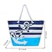 Waterproof Beach Bag Extra Large Summer Tote/Top Magnet Clasp Bag With Soft Rope Handles (Blue)