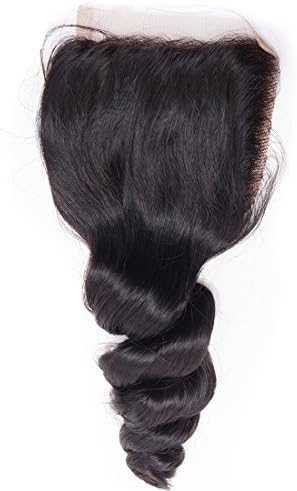Nadula Brazilian Loose Wave Closure Remy Hair 4x4 Free Part Swiss Lace 130% Density 100% Human Hair Lace Closures (16inch closure)