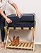 BirdRock Home Luggage Rack Stand with Shoe Shelf - Compact Folding Design - Bedroom Guest Room Suitcase Home Organization - Stable Durable Suitcases Racks Foldable Baggage Holder - Bamboo Natural
