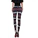Ensasa Womens Autumn Winter Snowflake Graphic Printed Stretchy Leggings Pants, Black Red Reindeer Medium