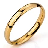 INBLUE Men,Women's Wide 3mm Stainless Steel Ring Band Gold Tone Classic Wedding Polished Size9
