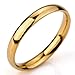 INBLUE Men,Women's Wide 3mm Stainless Steel Ring Band Gold Tone Wedding