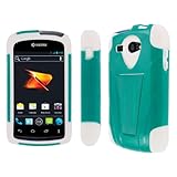 Kyocera Hydro Case (C5170), MPERO IMPACT X Series Dual Layered Tough Durable Shock Absorbing Silicone Polycarbonate Hybrid Kickstand Case for Hydro [Perfect Fit & Precise Port Cut Outs] - Teal / White