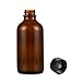 Amber Glass Empty Bottles - 12-Pack Boston Round Bottles with Black Poly Cone Cap Tight Seal - Refillable Glass Bottle for Essential Oils, Extracts, Perfect for Light Sensitive Liquids - 4 oz.