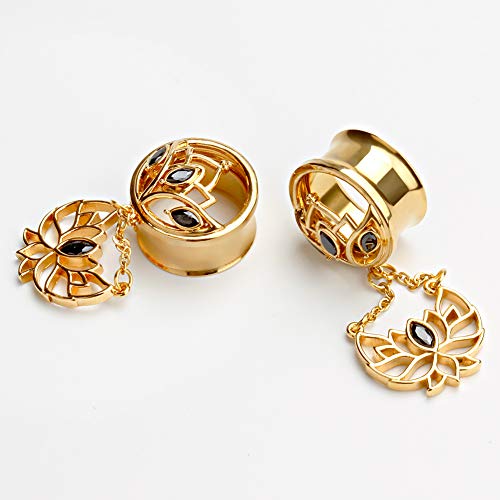TBOSEN Ear Gauges Dangle Plugs Tunnels For Ears Reamer Hollow Flower Surgical Steel Screw Dilation Piercing Expander Gauge 9/16 inch(14mm) - Thumbnail 3
