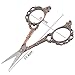 Souarts Vintage European Style Stainless Steel Precision Scissor for Embroidery Sewing Craft Art Work Everyday Use (Red-Brown)
