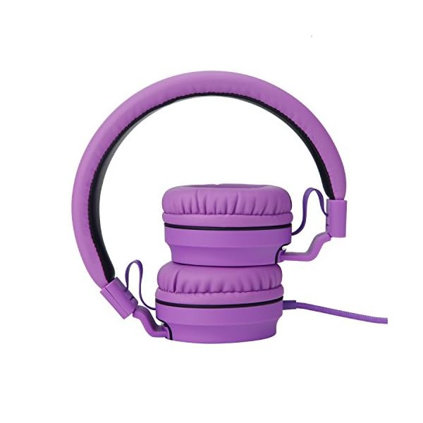Rockpapa-952-Stereo-Foldable-Headphones-On-Ear-Adjustable-Headband-with-Microphone-for-Kids-Childrens-Adults-Tablet-Computer-Mobile-CDDVD-MP34-Black-Purple Rockpapa Kids Headphones, 952 Childrens Headphones, Wired Headphones with Microphone, Foldable, Stereo Sound, 3.5mm Jack…