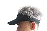 Flair Hair Sun Visor Cap with Fake Hair Wig Novelty Baseball Cap Black Grey