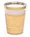 Gold Plastic Clear Cups | 10 oz. 50 Pack | Disposable Party Cups with Gold Rim | Fancy Wedding Tumblers | Elegant Party Supplies & Decorations | Old Fashioned Tumblers [Drinket Collection]