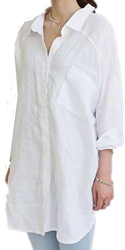 Women's Raglan sleeve cotton linen blends long blouse loose casual shirt dress 2016040905-41-W-US XS(2-4)TAG S