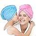 Microfiber Hair Towel Wrap 2 Pack -Hair Turban Head Wrap with Button, Quick Dry -Super Absorbent for Long & Curly Hair, Anti-Frizz -Bath Artifact for Women Girls Mom Daughter