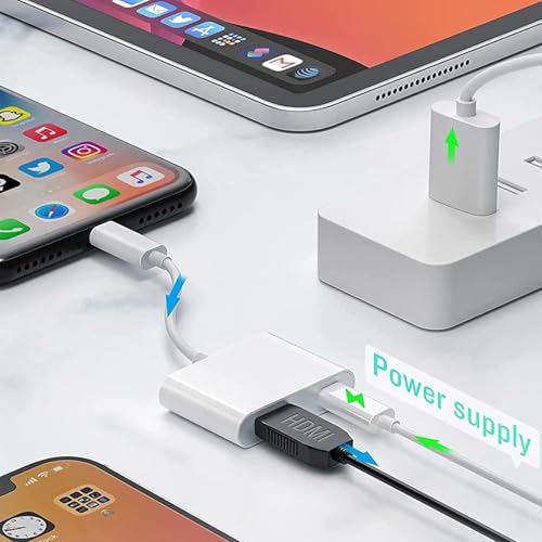 Lightning auf HDMI Adapter [Apple MFi zertifiziert], 1080P Digital AV Adapter für iPhone & iPad, Synchronisationsbildschirm zu TV/Monitor/Projektor, keine externe Stromversorgung erforderlich