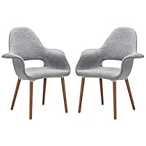 Poly and Bark Organic Arm Chair, Light Grey, Set of 2