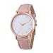 Womens Quartz Watches,COOKI Unique Analog Fashion Clearance Lady Watches Female watches on Sale Casual Watches for Women,Round Dial Case Comfortable PU Leather Watch-H12 (Pink)