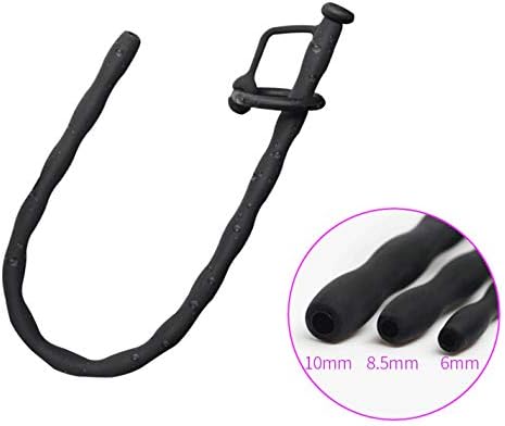 Silica Gel Handled Urethral Stretching Bladder Toys Stimulate RelaxingToys for Men, Dia 6mm, Black