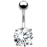 Bling Piercing 14g Surgical Stainless Steel Belly Button Navel Ring for Women Men Crystal Cubic Zirconia Gems 10mm