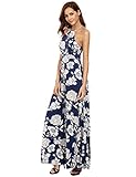 Floerns Women's Sleeveless Halter Neck Vintage Floral Print Maxi Dress